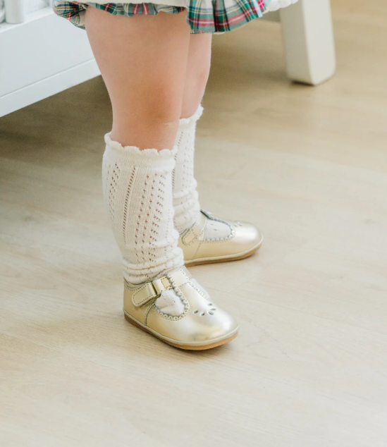 Dottie Scalloped T-Strap Mary Jane (Baby) - Gold